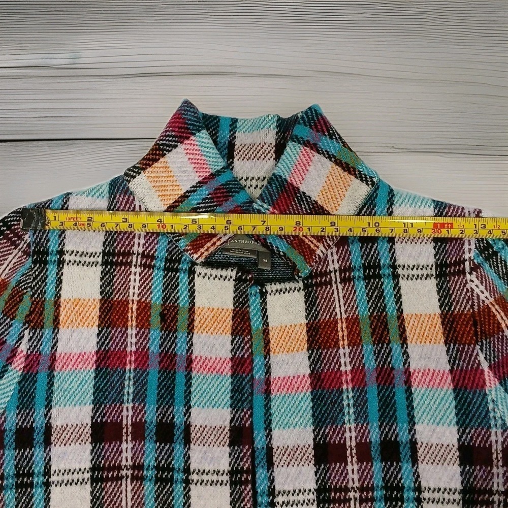 Anthropologie Rosetta Cropped Plaid Knit Jacket Blazer Boho Whimsigoth XS - Picture 6 of 14